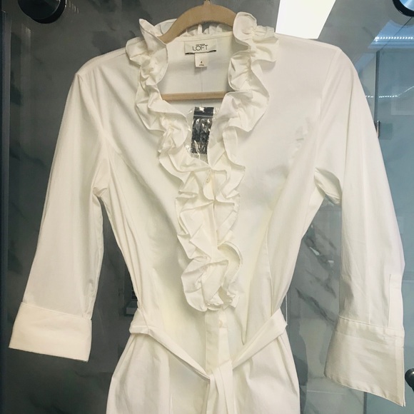 Ann Taylor Tops - Ann Taylor Loft | Ruffle Front Long Sleeve Blouse